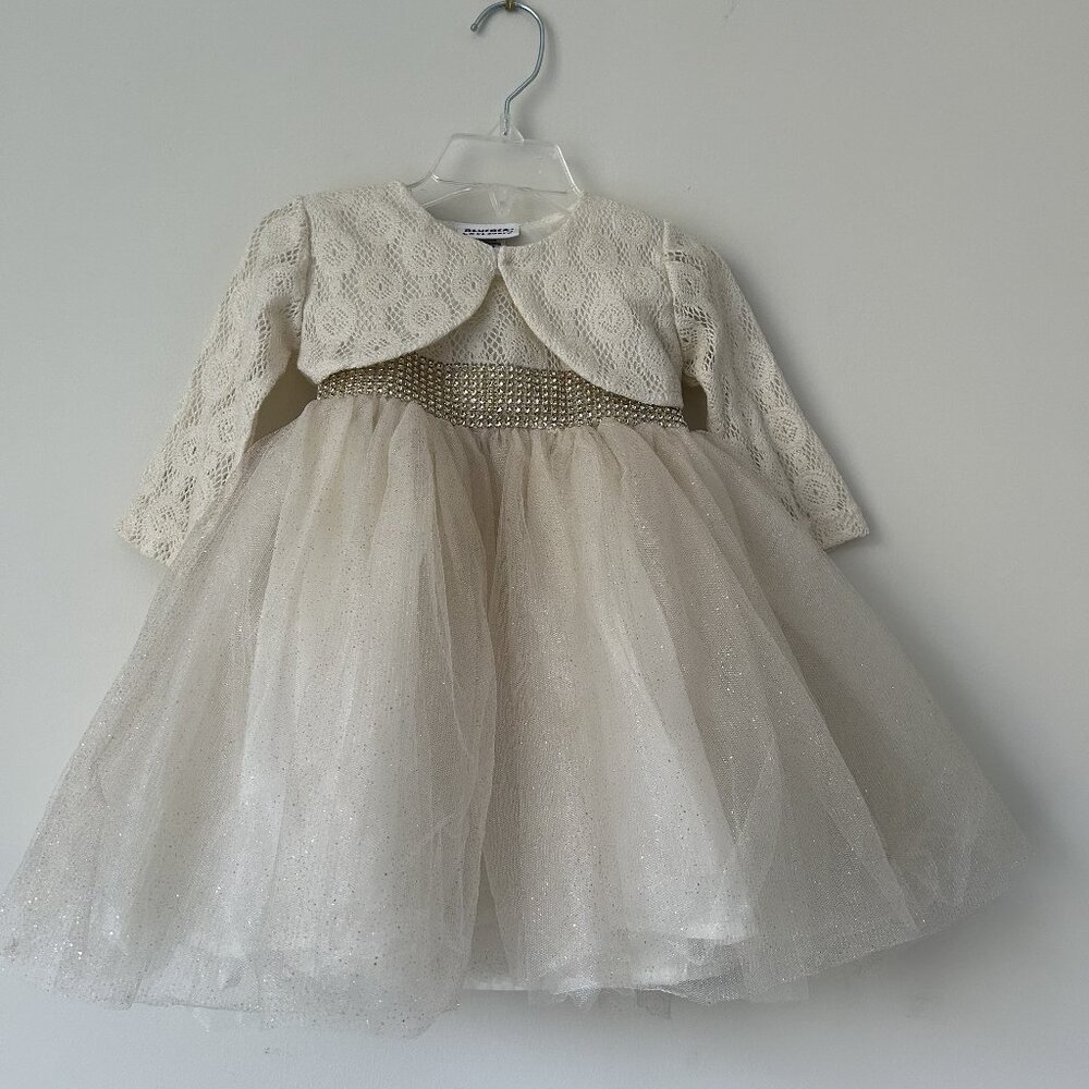 Blueber Boulevard Ivory Shimmery Holiday Dress